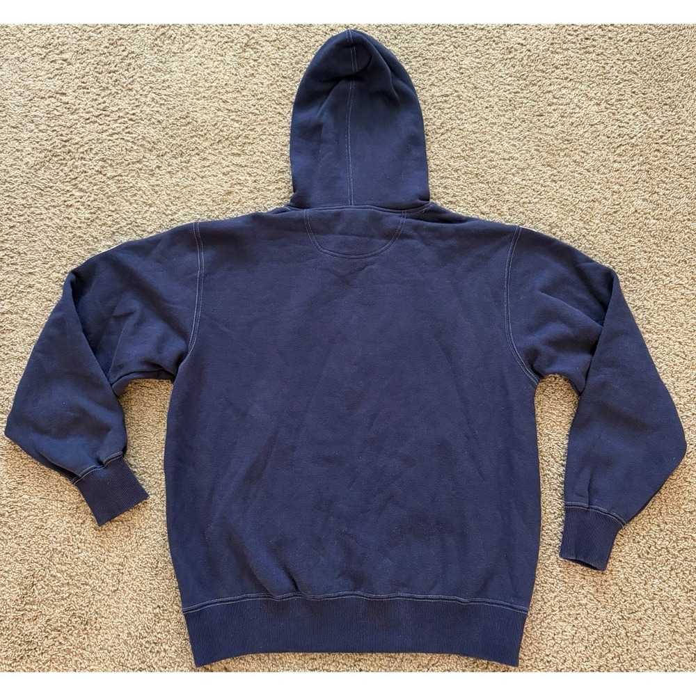 VNew York Yankees Majestic Hoodie Sweatshirt Logo Patch Navy Mens Medium - Picture 5 of 10